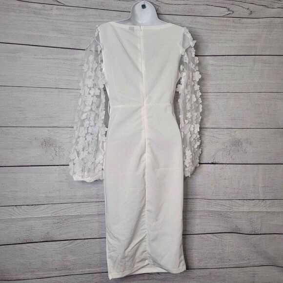 Women's Contrast Bishop Mesh Boodycon Dress Small - Picture 4 of 4